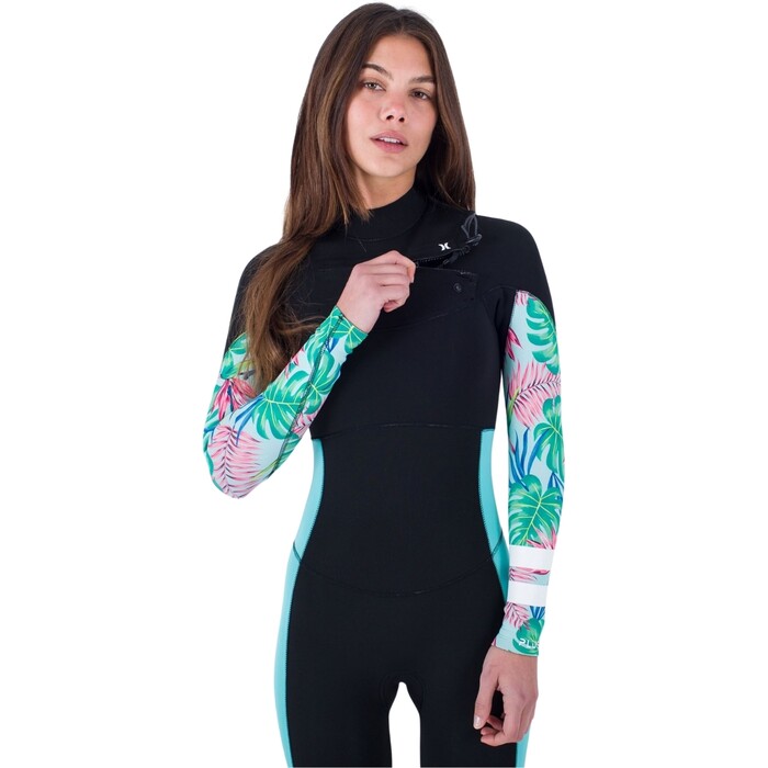 2024 Hurley Womens Plus Printed 3/2mm Chest Zip Wetsuit WFS0012322 - Java Tropical